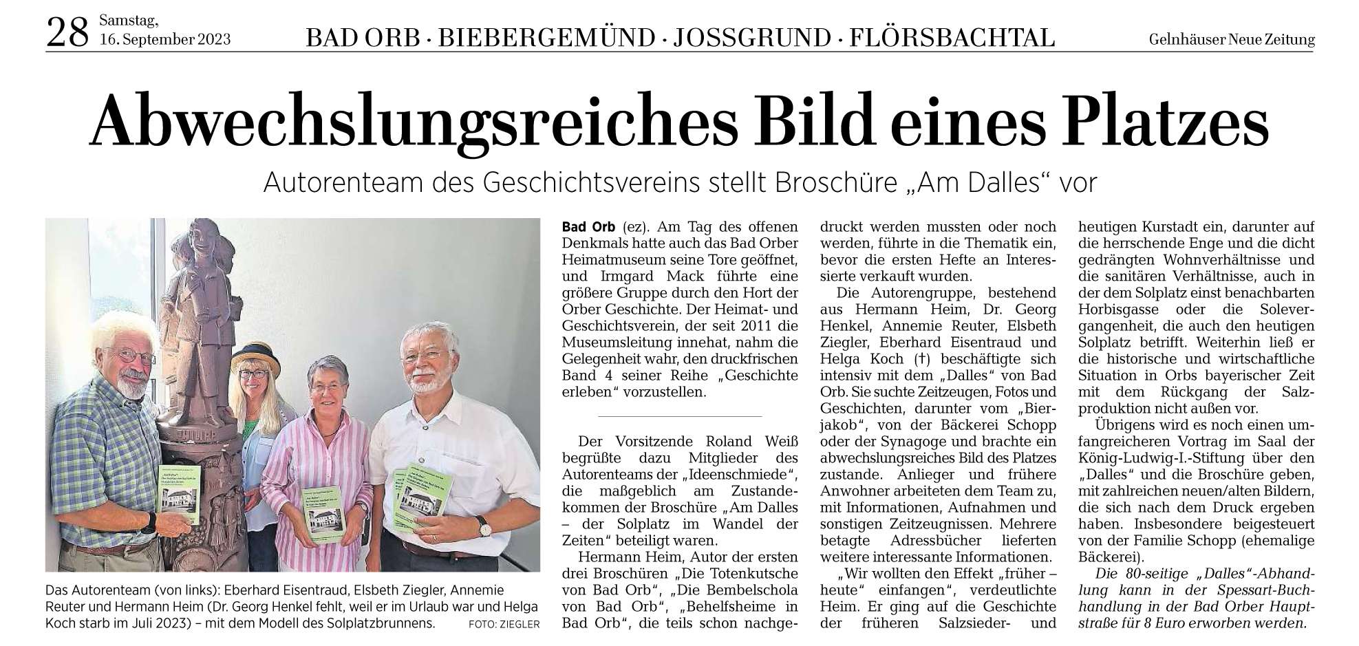 Zeitungsausschnitt: Vorstellung Heft 4 »Dalles«