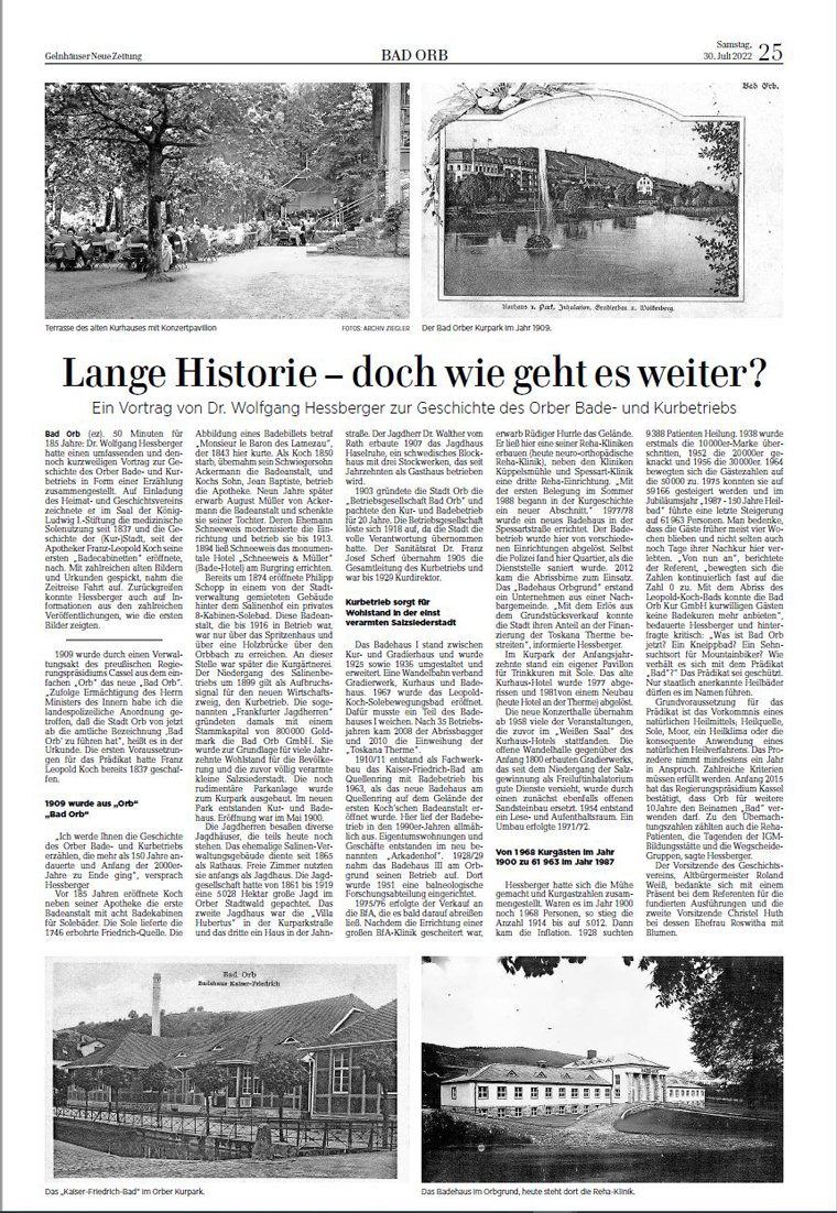 Zeitungsausschnitt: Lange Historie