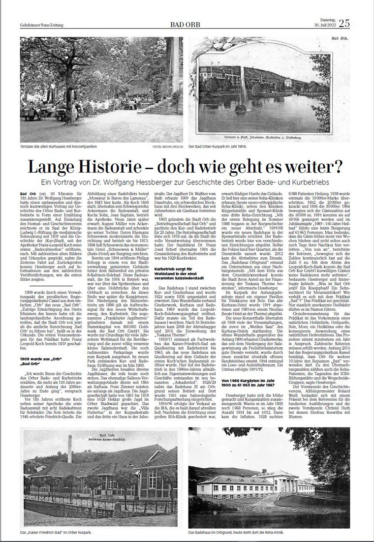 Zeitungsausschnitt: Lange Historie
